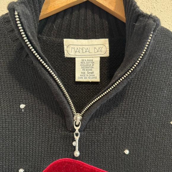 Mandal Bay Santa Pearl Embellished Holiday Christmas Sweater - Picture 3 of 7